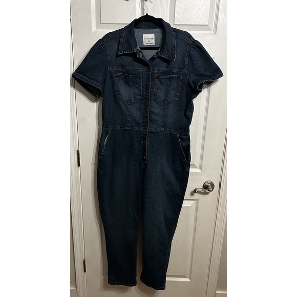 Celebrity Pink Pants - Celebrity Pink XXL Romper Jumper Denim Blue Jeans Dark Wash Western Button Up